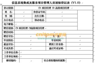 信息系統(tǒng)集成及服務(wù)項(xiàng)目管理人員初始登記表 網(wǎng)絡(luò)技術(shù)從業(yè)者的必備證件